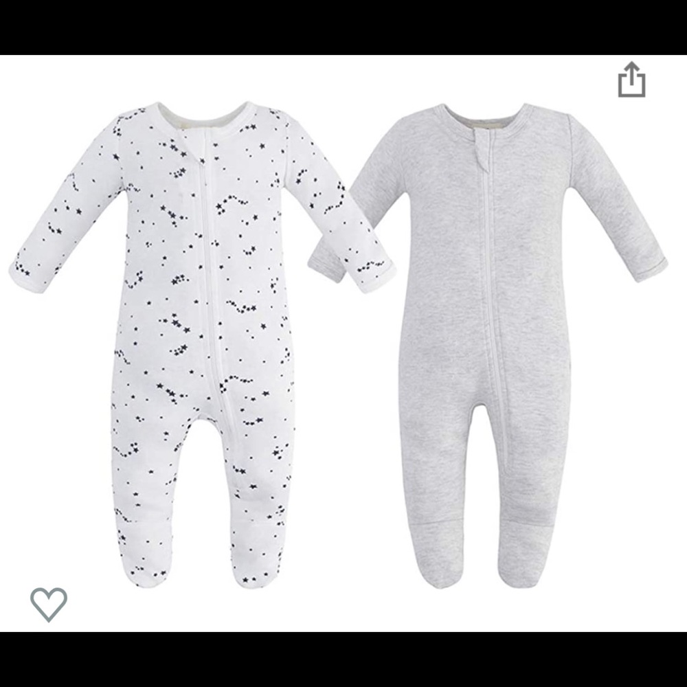 Set of 2 organic cotton baby pajamas 3-6 months